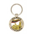 Apvalus metalinis raktų pakabukas su Vilniaus Katedra